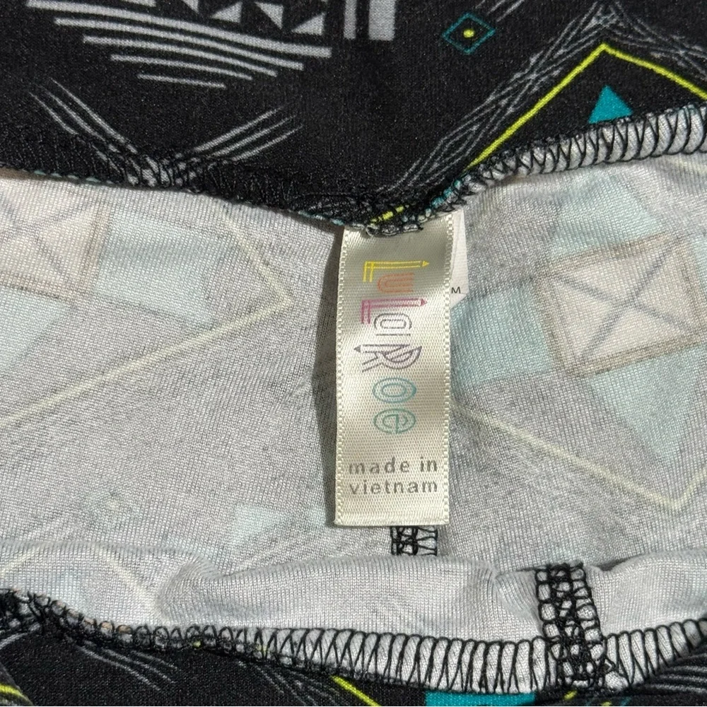 Lularoe Leggings OS‎ Black Gray Teal White Aztec Tribal Southwest VTG 2016 Rare
